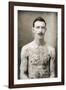 Tattoed British Sailor During the Great War of 1914-18 (Front View)-null-Framed Photographic Print