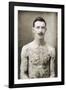 Tattoed British Sailor During the Great War of 1914-18 (Front View)-null-Framed Photographic Print