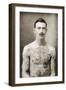 Tattoed British Sailor During the Great War of 1914-18 (Front View)-null-Framed Photographic Print