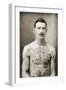 Tattoed British Sailor During the Great War of 1914-18 (Front View)-null-Framed Photographic Print