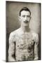 Tattoed British Sailor During the Great War of 1914-18 (Front View)-null-Mounted Photographic Print