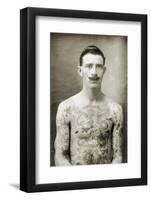 Tattoed British Sailor During the Great War of 1914-18 (Front View)-null-Framed Photographic Print