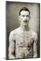 Tattoed British Sailor During the Great War of 1914-18 (Front View)-null-Mounted Photographic Print