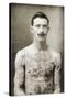 Tattoed British Sailor During the Great War of 1914-18 (Front View)-null-Stretched Canvas