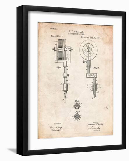 Tattoing Machine Patent 1891-Cole Borders-Framed Art Print