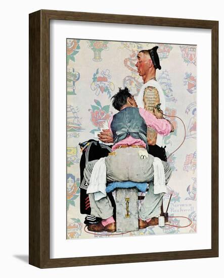 "Tattoo Artist", March 4,1944-Norman Rockwell-Framed Giclee Print