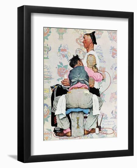 "Tattoo Artist", March 4,1944-Norman Rockwell-Framed Premium Giclee Print