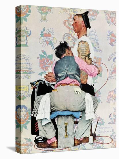 "Tattoo Artist", March 4,1944-Norman Rockwell-Stretched Canvas