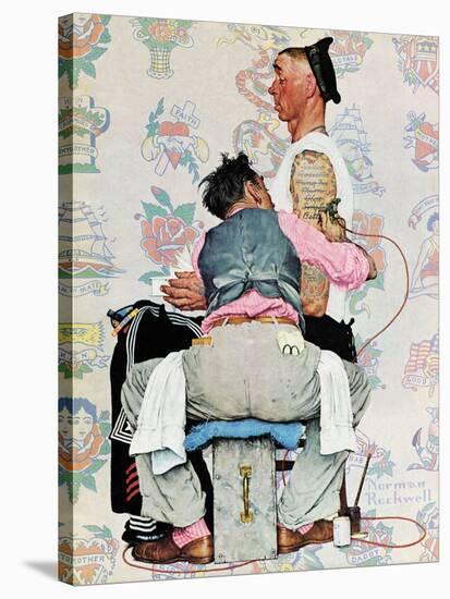 "Tattoo Artist", March 4,1944-Norman Rockwell-Stretched Canvas