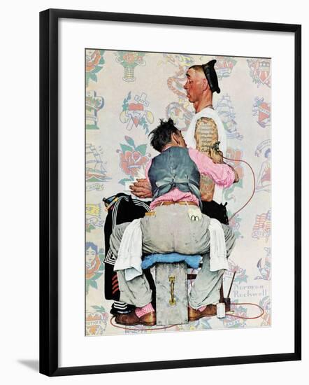 "Tattoo Artist", March 4,1944-Norman Rockwell-Framed Giclee Print