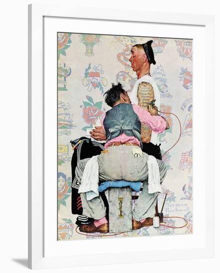 "Tattoo Artist", March 4,1944-Norman Rockwell-Framed Giclee Print