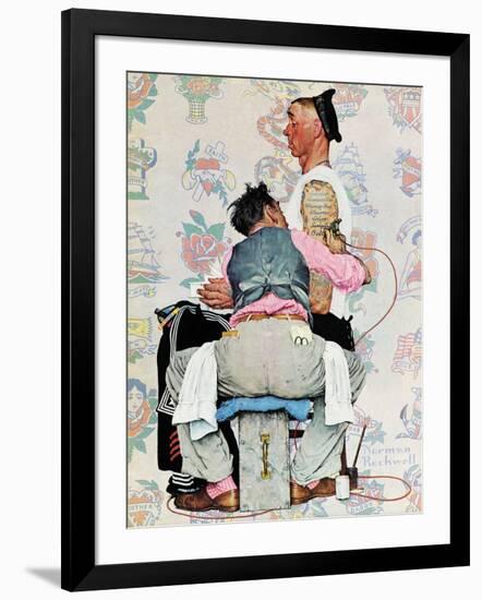 "Tattoo Artist", March 4,1944-Norman Rockwell-Framed Giclee Print