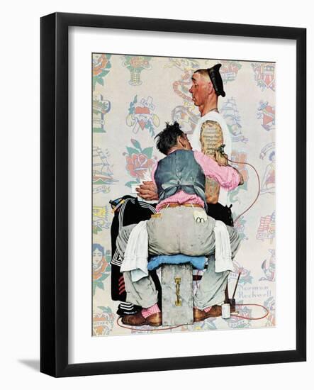 "Tattoo Artist", March 4,1944-Norman Rockwell-Framed Premium Giclee Print