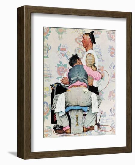 "Tattoo Artist", March 4,1944-Norman Rockwell-Framed Giclee Print