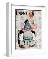 "Tattoo Artist" Saturday Evening Post Cover, March 4,1944-Norman Rockwell-Framed Giclee Print