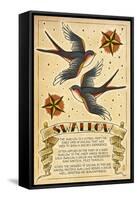 Tattoo Flash Sheet - Swallow-Lantern Press-Framed Stretched Canvas