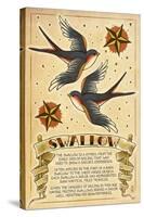 Tattoo Flash Sheet - Swallow-Lantern Press-Stretched Canvas