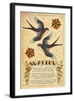 Tattoo Flash Sheet - Swallow-Lantern Press-Framed Art Print