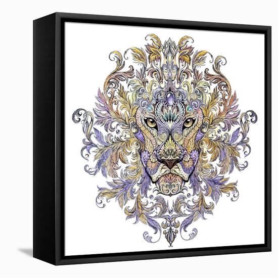 Tattoo, Graphics Head of A Lion with A Mane-Vensk-Framed Stretched Canvas