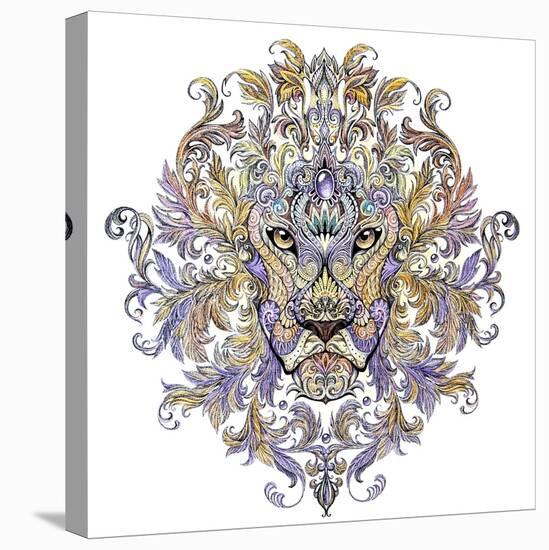 Tattoo, Graphics Head of A Lion with A Mane-Vensk-Stretched Canvas