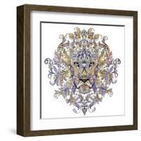 Tattoo, Graphics Head of A Lion with A Mane-Vensk-Framed Art Print