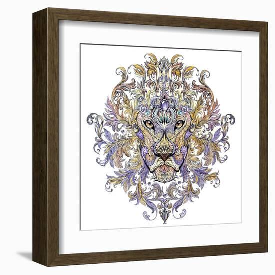 Tattoo, Graphics Head of A Lion with A Mane-Vensk-Framed Art Print