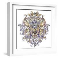 Tattoo, Graphics Head of A Lion with A Mane-Vensk-Framed Art Print