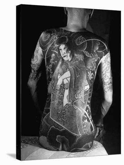 Tattoo of a Devil on Back of Japanese Gambler-null-Stretched Canvas