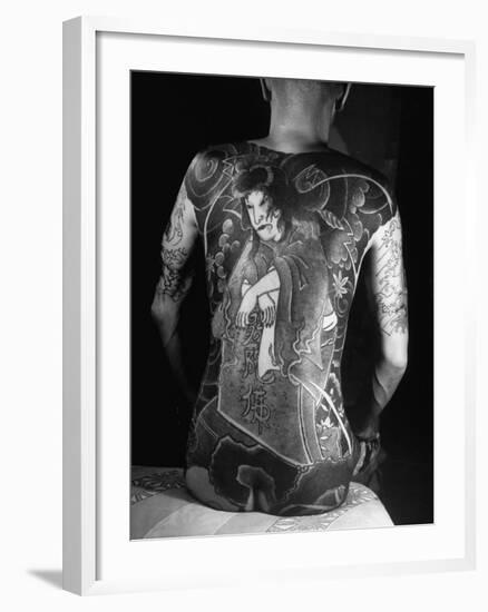 Tattoo of a Devil on Back of Japanese Gambler-null-Framed Photographic Print