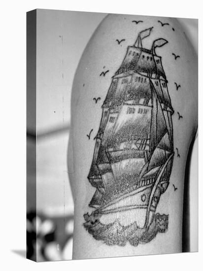 Tattoo of a Ship Being Displayed on Arm of a Us Sailor-Carl Mydans-Stretched Canvas