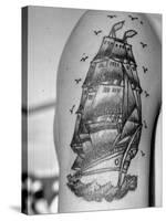 Tattoo of a Ship Being Displayed on Arm of a Us Sailor-Carl Mydans-Stretched Canvas