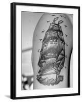 Tattoo of a Ship Being Displayed on Arm of a Us Sailor-Carl Mydans-Framed Photographic Print