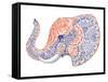 Tattoo Profile Elephant with Patterns and Ornaments-Vensk-Framed Stretched Canvas