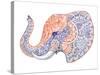 Tattoo Profile Elephant with Patterns and Ornaments-Vensk-Stretched Canvas