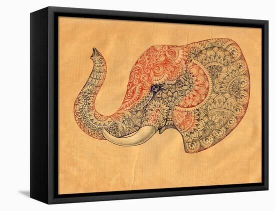 Tattoo Profile Elephant with Patterns and Ornaments-Vensk-Framed Stretched Canvas