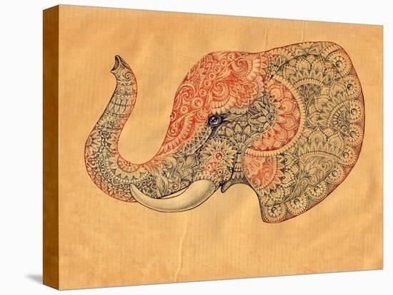 Tattoo Profile Elephant with Patterns and Ornaments-Vensk-Stretched Canvas