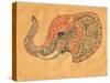 Tattoo Profile Elephant with Patterns and Ornaments-Vensk-Stretched Canvas