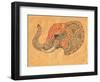 Tattoo Profile Elephant with Patterns and Ornaments-Vensk-Framed Art Print