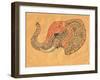 Tattoo Profile Elephant with Patterns and Ornaments-Vensk-Framed Art Print