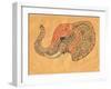 Tattoo Profile Elephant with Patterns and Ornaments-Vensk-Framed Art Print