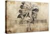 Tattoo Sketch Of American Indian Tribal Chief Warrior-outsiderzone-Stretched Canvas