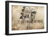 Tattoo Sketch Of American Indian Tribal Chief Warrior-outsiderzone-Framed Premium Giclee Print