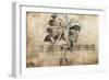 Tattoo Sketch Of American Indian Tribal Chief Warrior-outsiderzone-Framed Premium Giclee Print