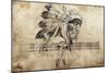 Tattoo Sketch Of American Indian Tribal Chief Warrior-outsiderzone-Mounted Premium Giclee Print