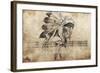 Tattoo Sketch Of American Indian Tribal Chief Warrior-outsiderzone-Framed Art Print