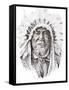 Tattoo Sketch Of Native American Indian Chief, Hand Made-outsiderzone-Framed Stretched Canvas