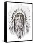 Tattoo Sketch Of Native American Indian Chief, Hand Made-outsiderzone-Framed Stretched Canvas