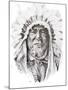 Tattoo Sketch Of Native American Indian Chief, Hand Made-outsiderzone-Mounted Art Print