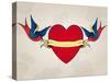 Tattoo Style Swallows with Heart, Old School-Mixov-Stretched Canvas