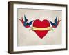 Tattoo Style Swallows with Heart, Old School-Mixov-Framed Art Print